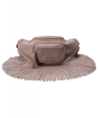 Fashion Fringe Tassel Fanny Pack Waist Bag KL088 TAUPE